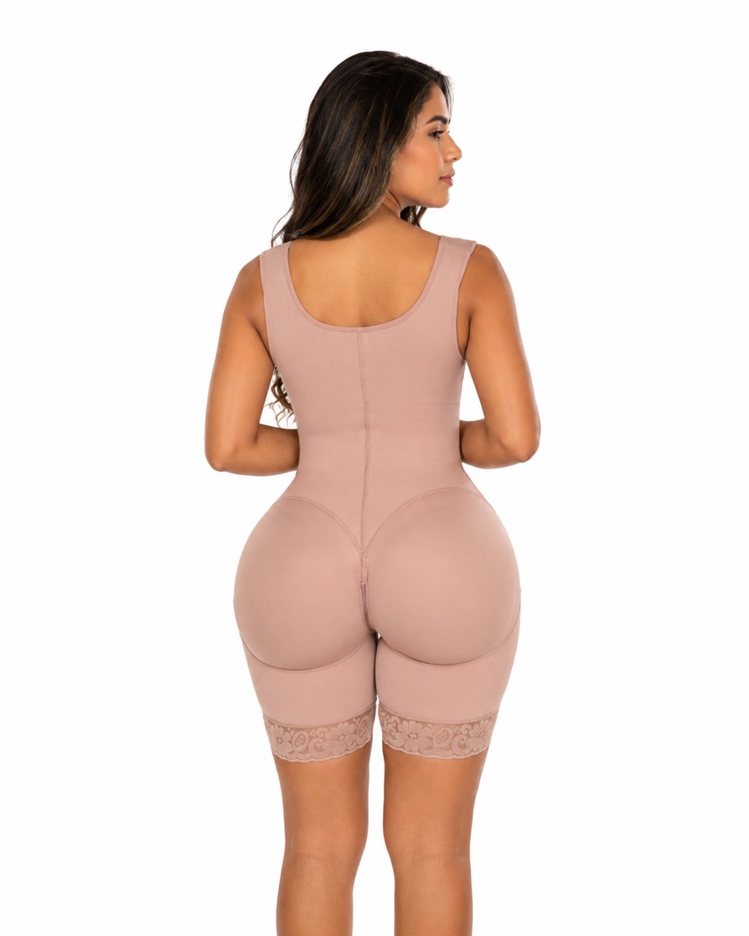 Thigh-Length Girdle with Built-in Bra - Curvisse